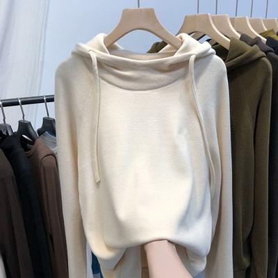 Женское худи с подкладкой, теплое, толстое, большого размера, свободное, осенне-зимнее, однотонный свитер, повседневные топы