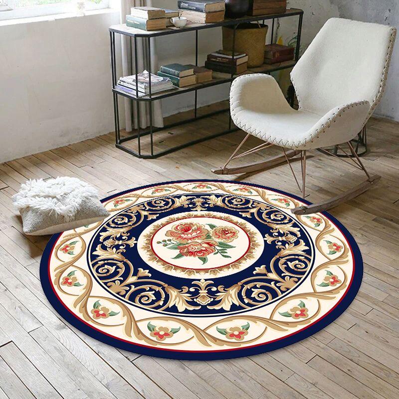 European Style Circular Carpet Bedroom Living Room Carpet Home Computer Chair Mat Bedside Carpet