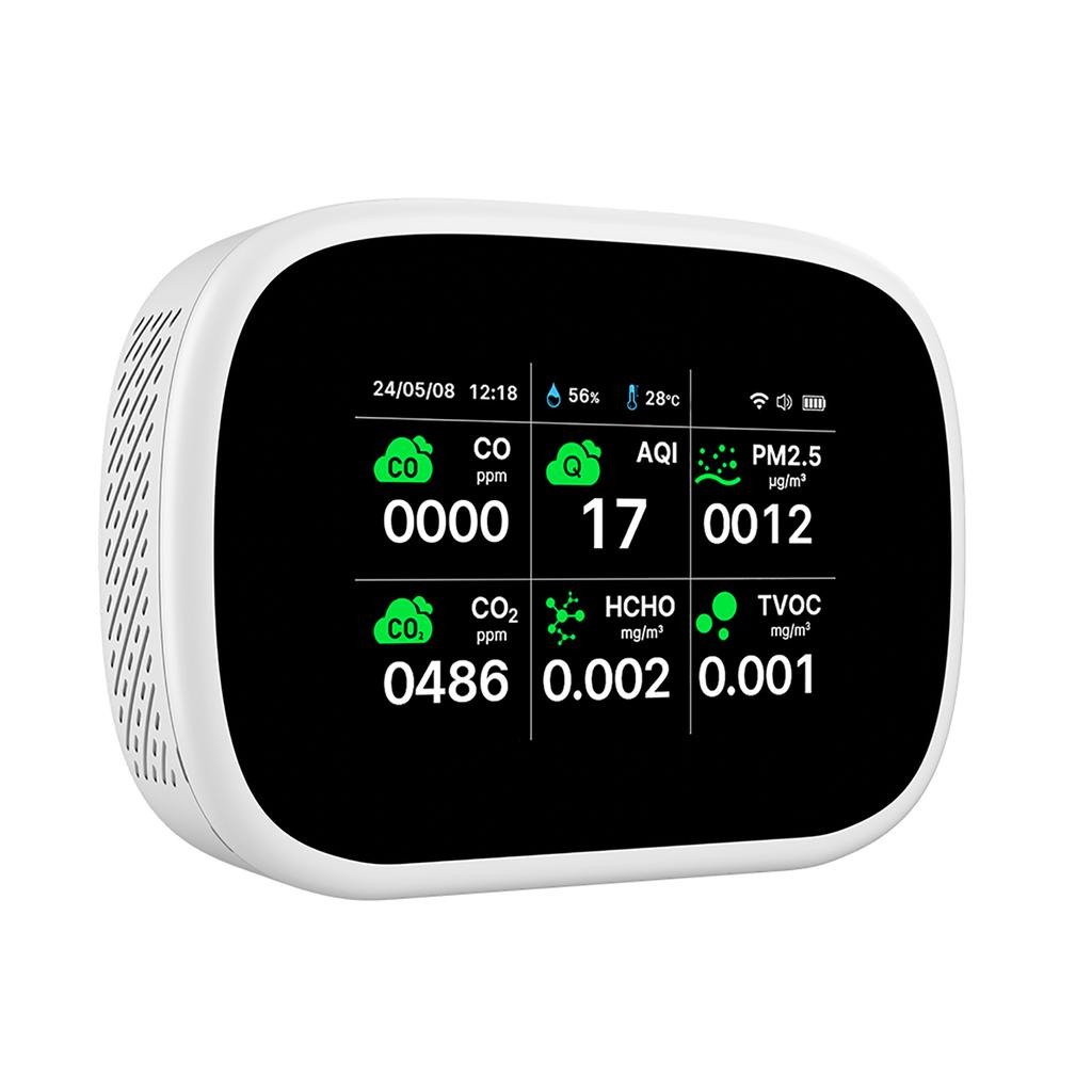 WiFi 11-в-1 монитор качества воздуха Монитор влажности в помещении AQI/CO/CO₂/TVOC/HCHO/PM2.5/PM1.0/PM10/Tempe