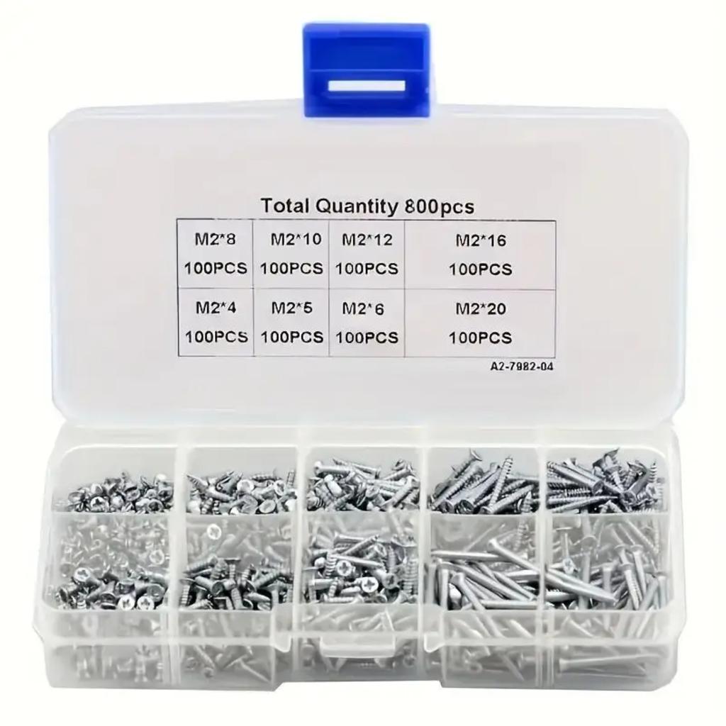 Набор шурупов по дереву, набор саморезов Phillips для листового металла, 800 шт. сверхпрочных саморезов M2