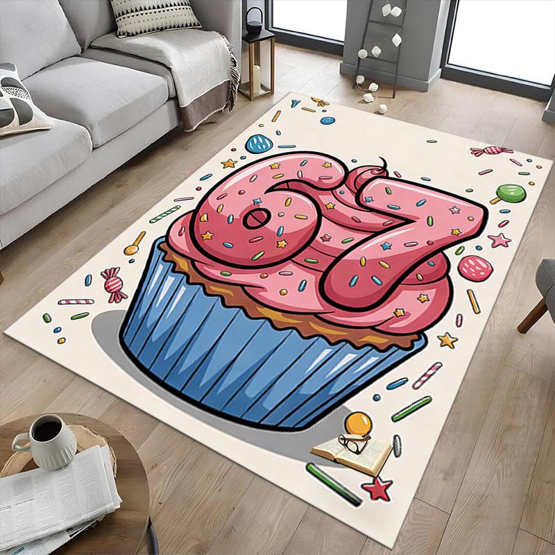 1PC cupcake number Extra Large Non-Slip Floor carpet, Office, family, bedroom, Studio - Large Area Rug,Longlasting Material-K0420