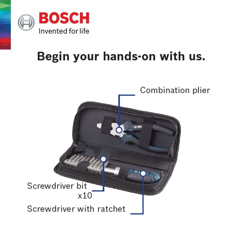 BOSCH Набор с сумкой для хранения 12-предметный Мультитул Отвертка, Биты, Плоскогубцы, (Номер продукта 2607017520)