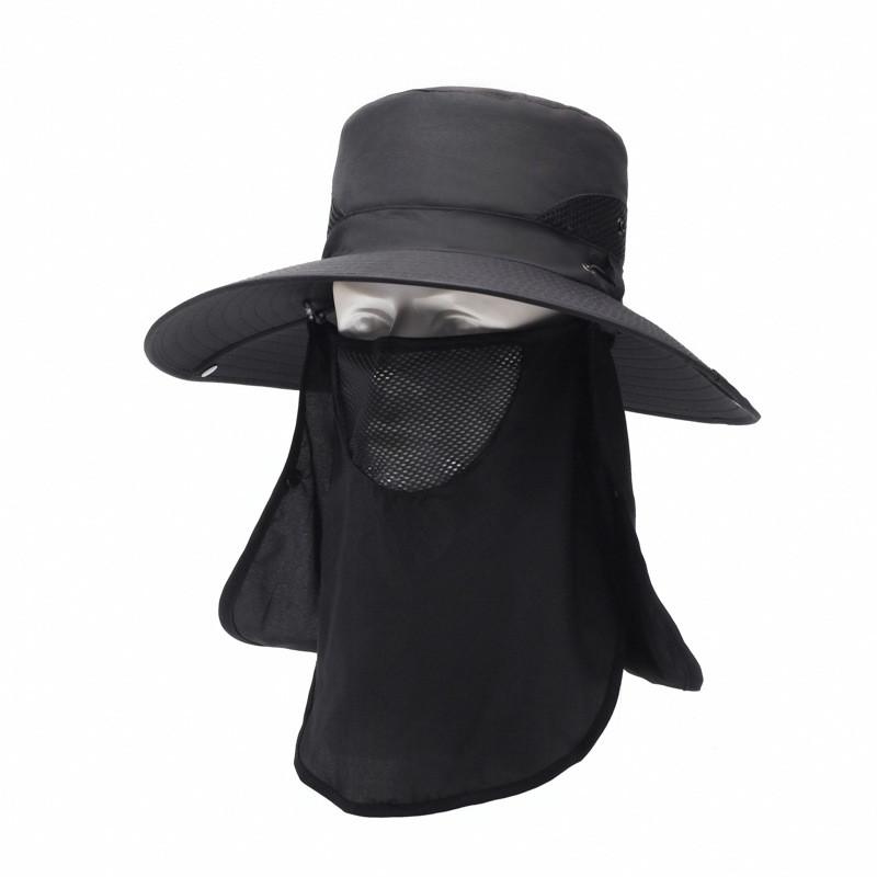 Летняя мужская широкополая шляпа от солнца со съемной маской для рыбалки на открытом воздухе и защиты от солнца