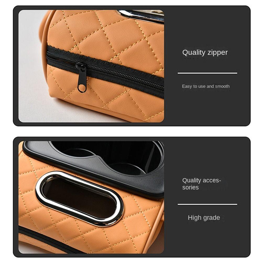 Height Increasing Armrest Pad PU Leather Cup Holder Portable Tissue Box