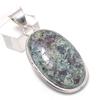 Natural Ruby Fuchsite Gemstone 925 Sterling Silver Jewelry Pendant 2.05" M1v64