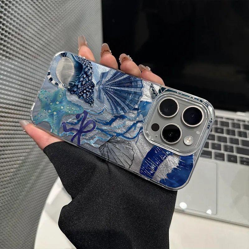Чехол для телефона 'Синие подводные существа' для IPhone 16 16E 15 14 13 12 11 Pro Max 7 8 Plus X XS XR Чехол-бампер 16 15 14