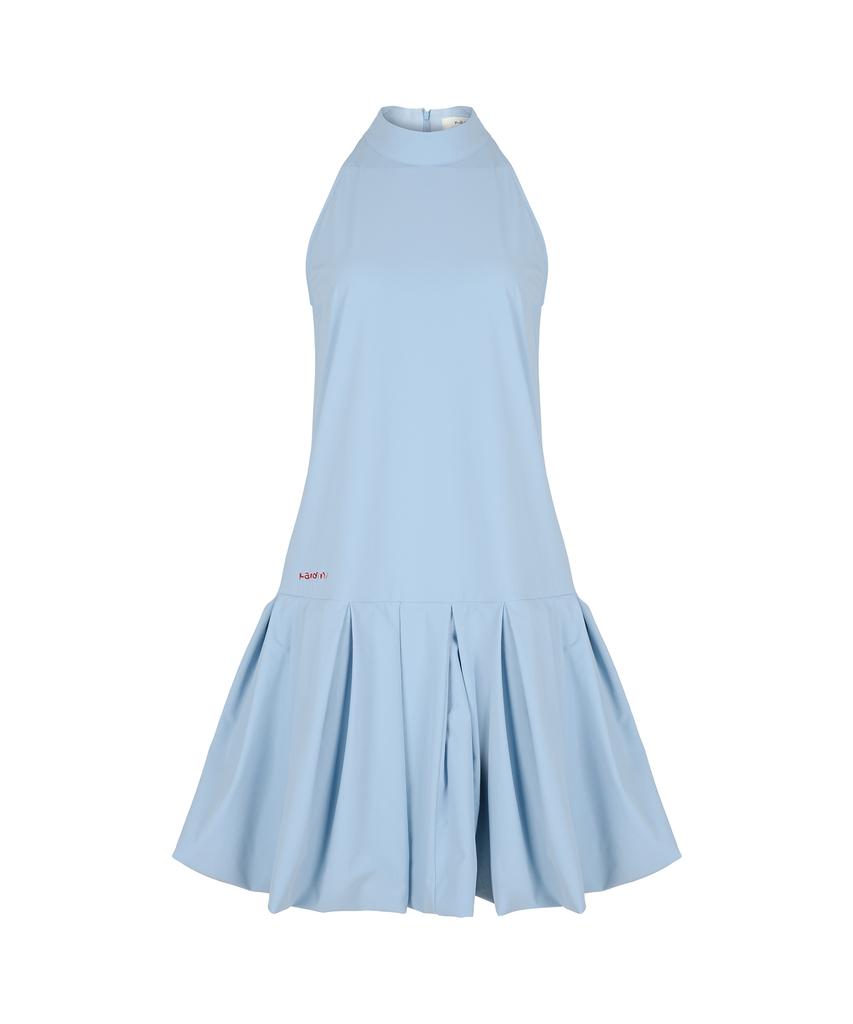 Candini Sky Blue Flare Halter Dress