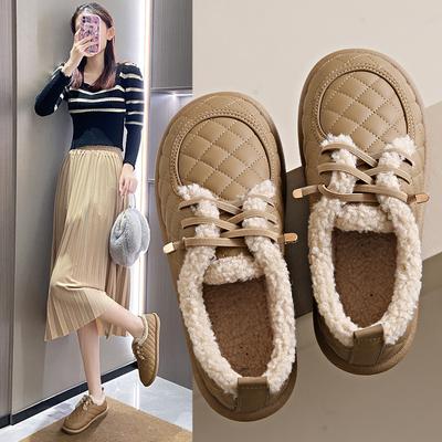 Зимние новые плюшевые и теплые зимние сапоги 2024 года, хлопковая обувь на одну ногу с мягкой подошвой для женщин