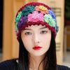 HollowOut Flower Cotton Beanie Hat Openwork Design Stretchy Skull Cap For Women Vacation Wear Photography Headpiece