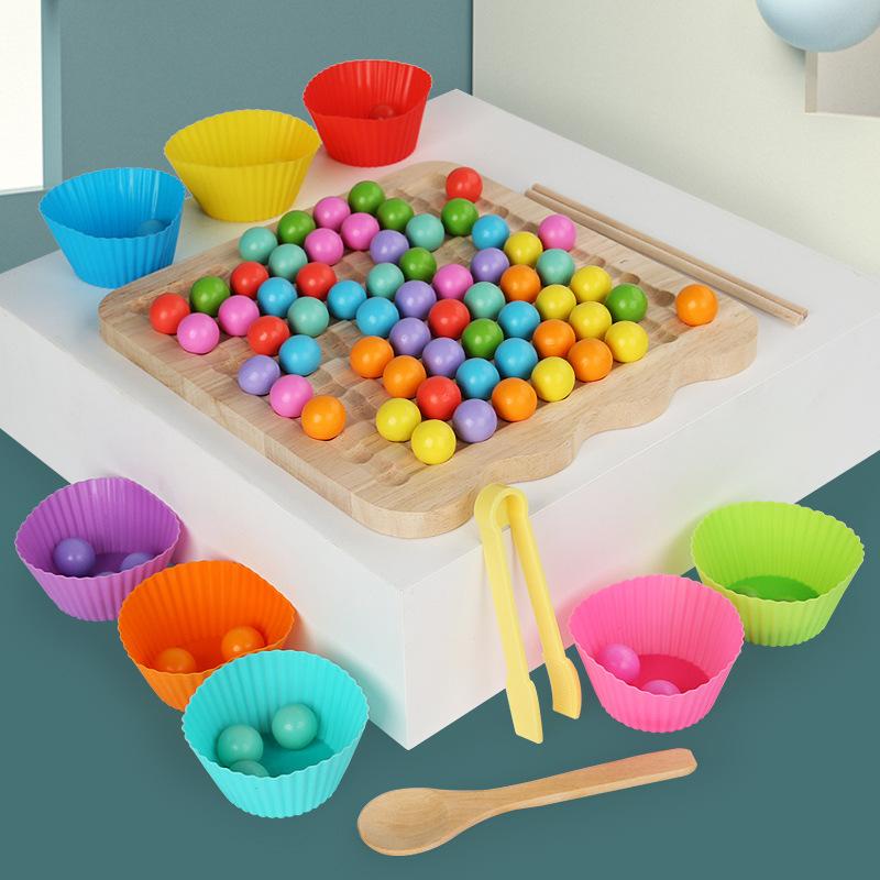 Wooden Fun Xiaoxiao Music Two-In-One Clip Beads Exercise Children'S Hand-Eye Coordination Concentration Training Early Education Toys