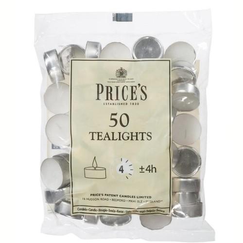 Prices White Tealights 5hr 50pk