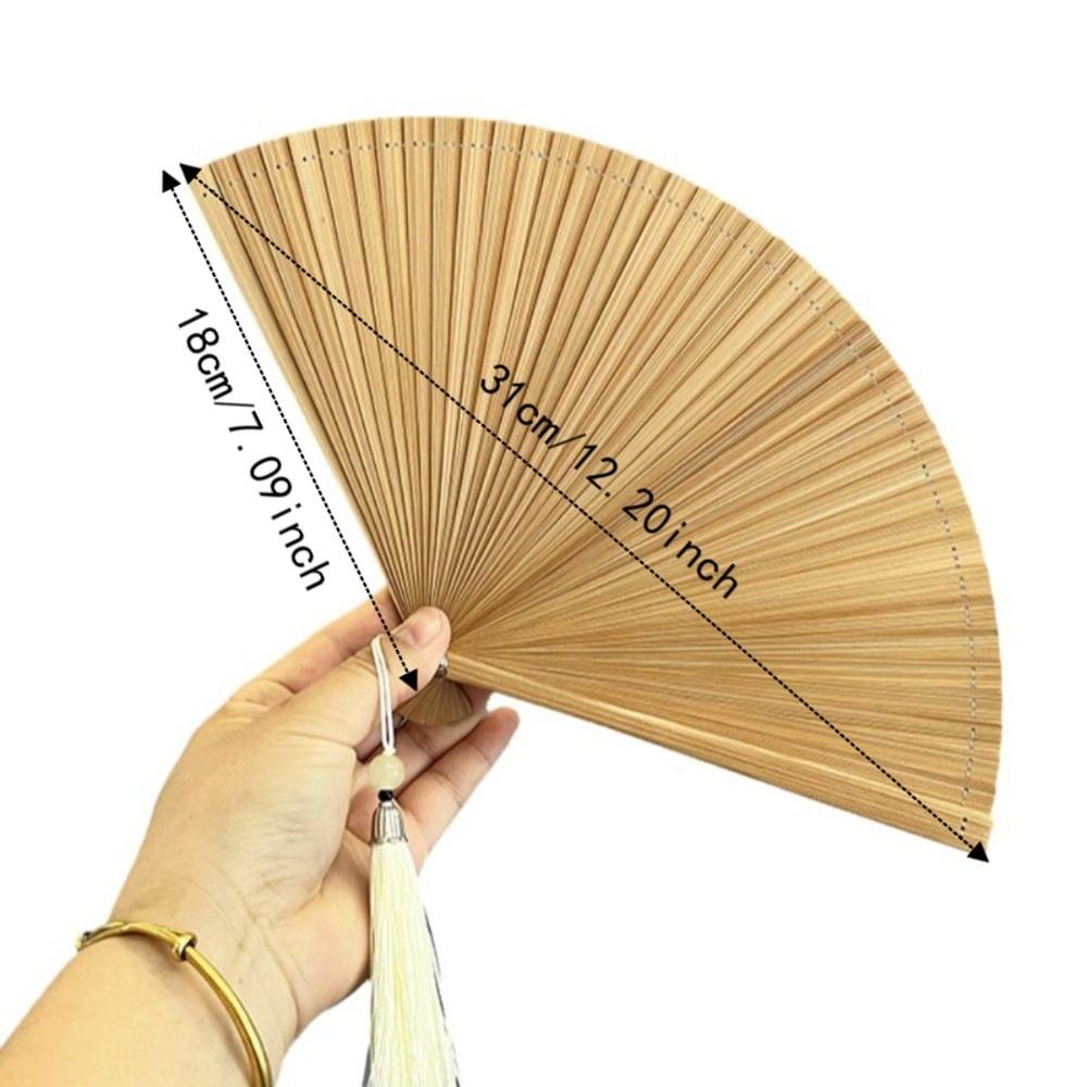 Chinese Style Tassel Folding Fan Solid Color Kimono Fan Elegant Handheld Fans Wedding Party Decor