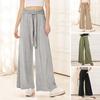 Women Pants Elastic High Waist Lace-up Casual Long Trousers with Pockets Solid Color