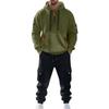 Men's Solid Color Casual Suit Loose Sports Hooded Sweatshirt With Pockets Multi Pocket Overalls Suit