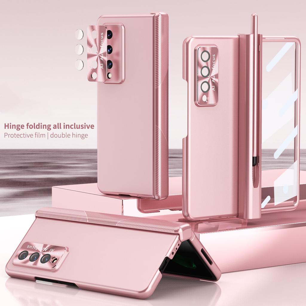 Luxury Fashion Tempered Glass Protector Film Case For Samsung Galaxy Z Fold3 Fold4 Fold 4 5g Fold 3 Pen Holder Folding Cases