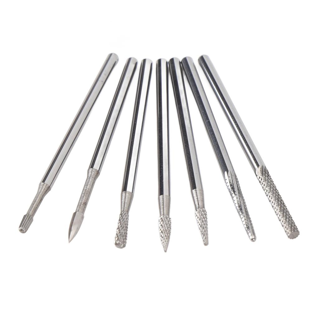 7pcs Nail Polish Removal Bits Set Tungsten Carbide Manicure Grinding Nail Drill Bits with Clear