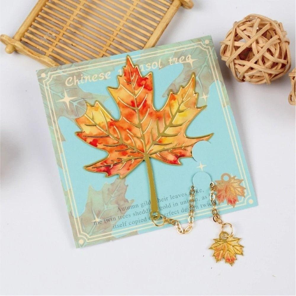Creative Leaf Metal Autumn Element Bookmarks Stationery Decorative Bookmark Teachers and Students