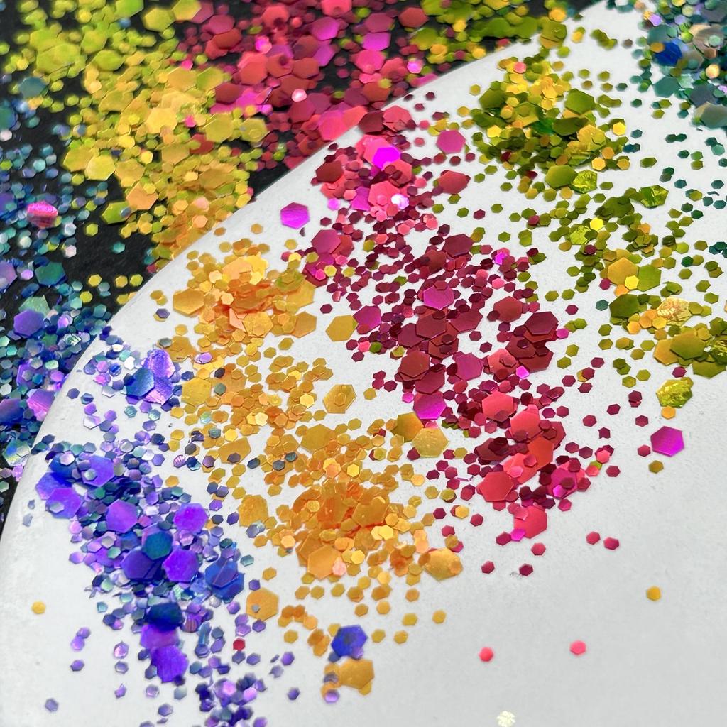 Gradient Matte Hexagon Nail Art Sequins - DIY Laser Glitter Powder Decorations.