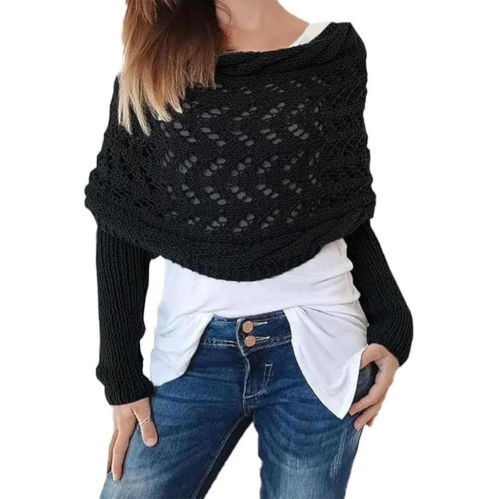 Cable Sweater Shawl Wrap Solid Color Knitted Cable Wrap Creative Gift Knit Scarf Sweater  for Women
