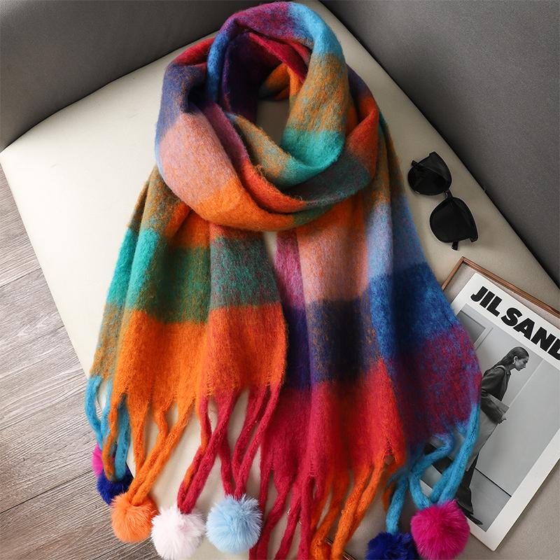 Luxury  Cashmere Womens Scarf Winter Thick Warm Solid Wraps Female Pashmina Long Tassel Female Bufandas Thick Blanket