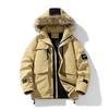 Winter Wool Men's Parka Loose Hooded Leather Collar Windbreaker Thick Warm Cotton Trench Coat