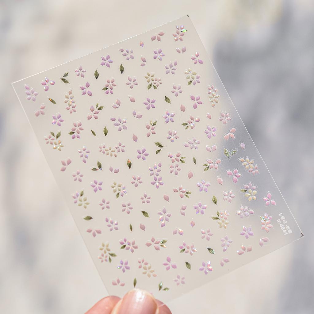 1pcs 5D Glitter Jasmine Flower Nail Stickers Embossed Flower Self-Adhesive Nail Art Decorations Decal Manicure Tools DIY