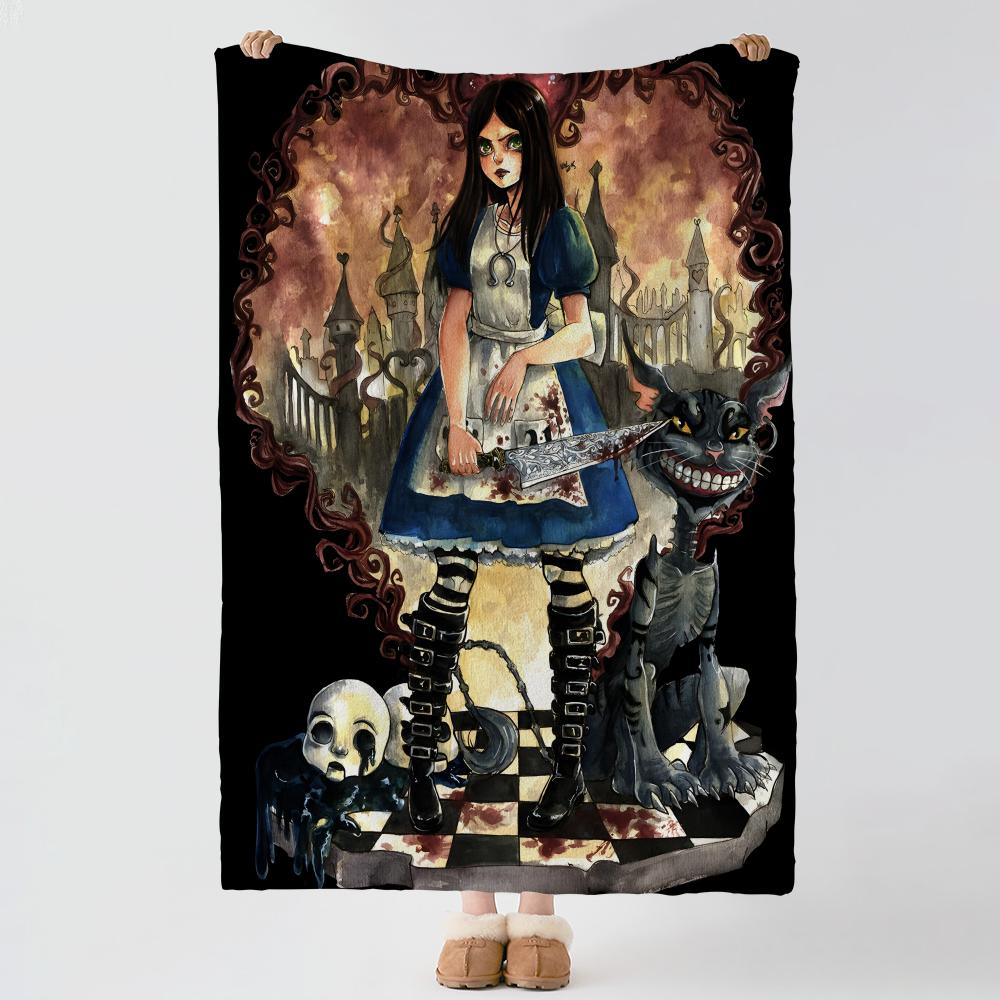 Игра A-Alice Madness Returns-S Плотное и удобное фланелевое одеяло, для использования в различных ситуациях, в помещении и на улице, для дневного сна