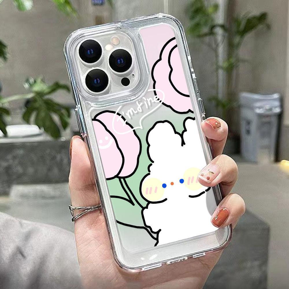 Клейкий рисовый кролик подходит для чехла для мобильного телефона iPhone17 Apple 16Pro/13 простой 15ProMax полноразмерный милый