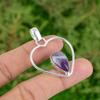 Friendship Day Sale 925 Silver Natural Chevron Amethyst Heart Pendant Jewelry