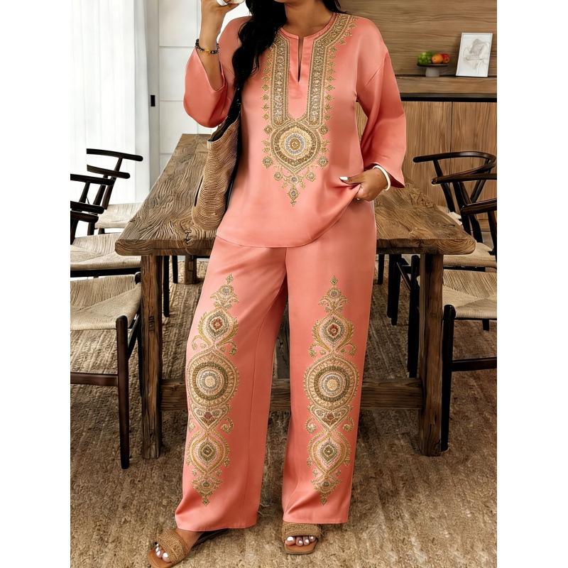 Women's Wholesale Long Sleeve Lace Flower Long Sleeve Ethnic Style Women's Hot Selling Set