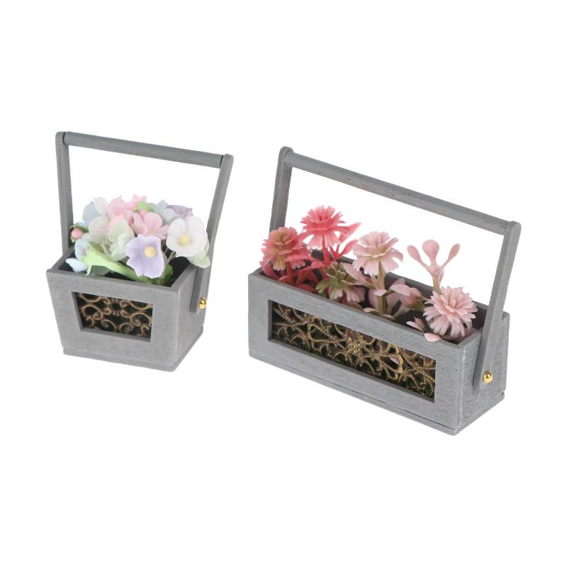 Exquisite Miniature Flower Basket with Artificial Flowers, Perfect Mini Garden Decoration & Micro Landscape Photography Prop