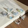 Star Love Inflorescence Ice‑Blue Small Broken‑Diamond Flower Butterfly Sweet Open Ring Simple Light‑Luxury Versatile Student Daily Gift