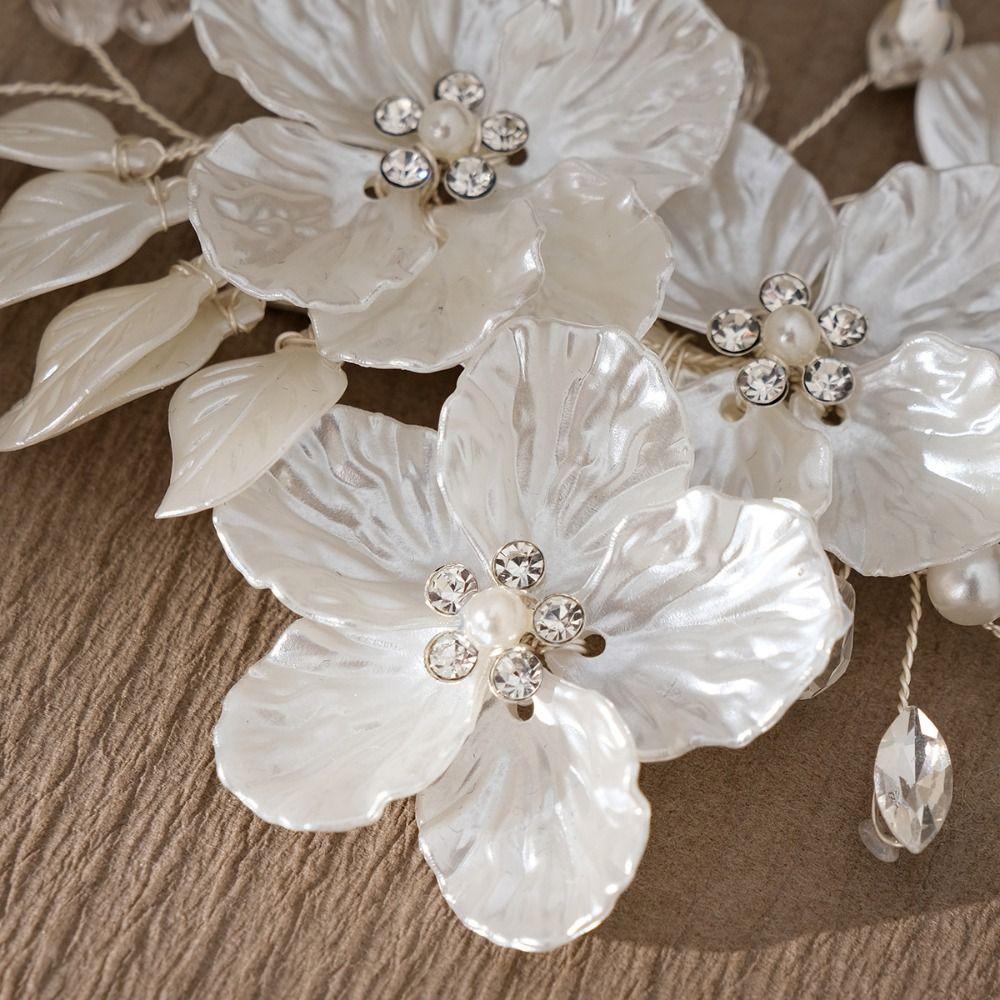 Crystal Pearl Flower Bridal Headwear Handmade Wedding Hairpin Bride Headdress Hair Jewelry