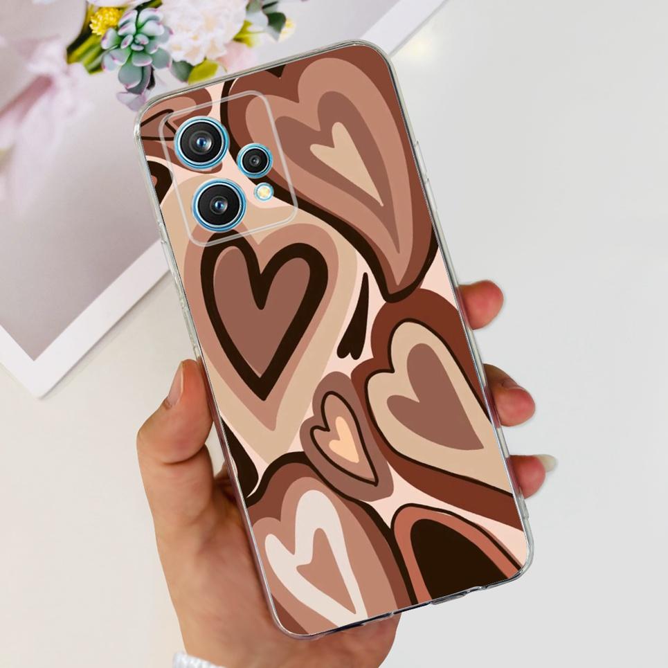 RMX3521 Чехол для телефона Realme 9 4G Задняя крышка С узором Сердце Любовь для пары Защита камеры Бампер Для Realme9 Мягкий силиконовый чехол
