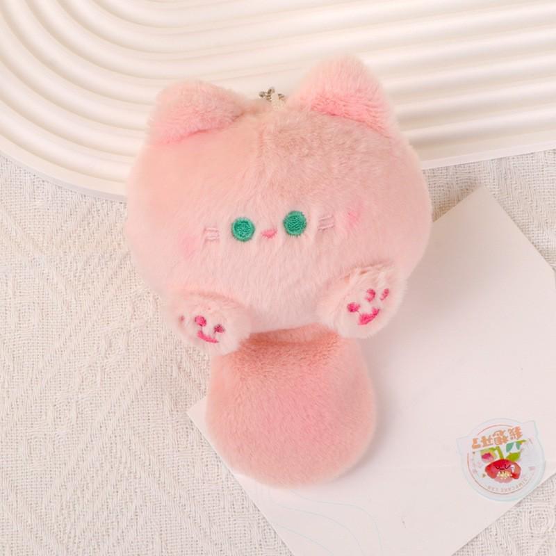 Cute Cat Dumpling Squeaky Pendant Keychain Plush Toy
