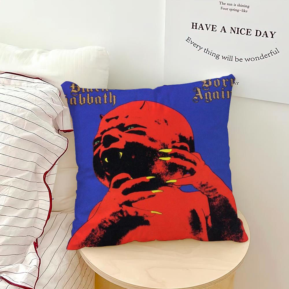 B-Black S-Sabbath Band cushion cover Soft Cushion Cases for Farmhouse Sofa Decor Home Decorations and Protector