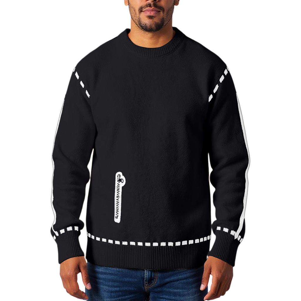Men's Fashion Knitting Pullover Long Sleeves Loose Round Neck Sweater