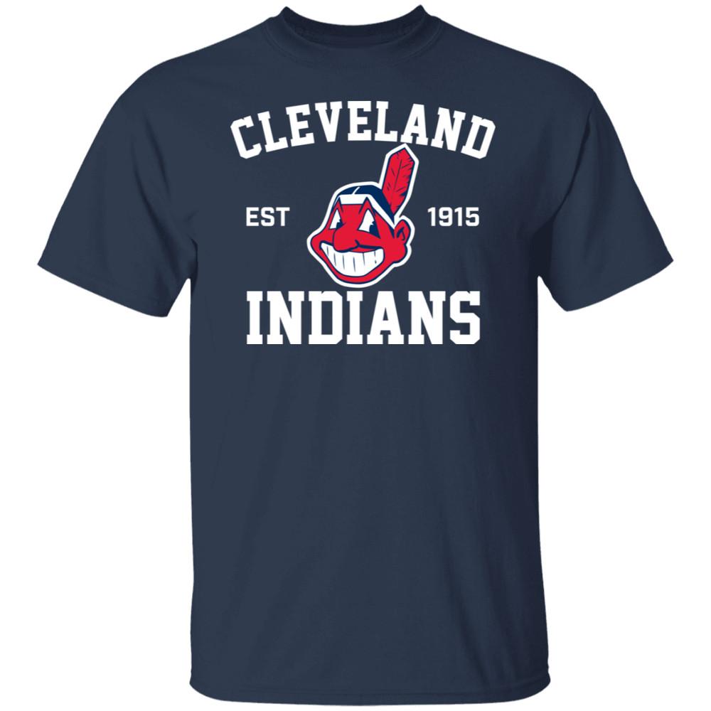 Футболка Cleveland Indians Основана в 1915 году Шеф Ваху Подарок Мужская Темно-синяя Унисекс Все размеры Унисекс Футболка