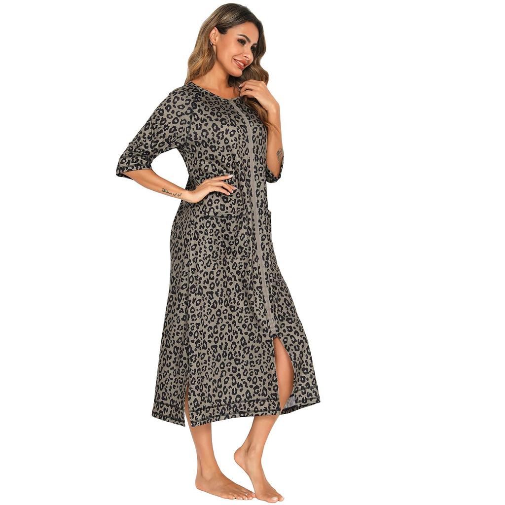 Bright Deer Женский халат для беременных на молнии с длинным рукавом 3/4, халат для родов в больнице, ночные рубашки для кормления, домашний халат, шезлонг, одежда для сна