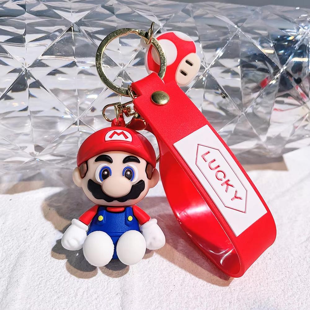 Super Mario Bros Keychain Action Figure Cute Cartoon Character Toy Doll Model Decoration Kid Birthday Gift