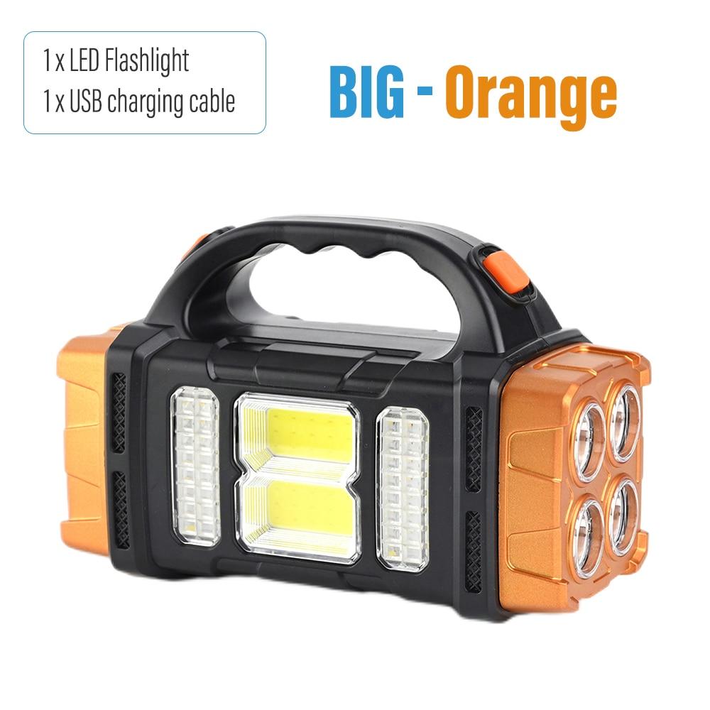 High Power Led Flashlights Camping Torch Work Light Solar Charge 4 Gear USB Rechargeable Light Waterproof Light for Outdoor