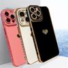Мягкий силиконовый чехол для телефона с блестящим сердечком для iPhone 14 13 12 11 Pro Max X XR XS Max 7 8 15 Plus, противоударный роскошный блестящий чехол из ТПУ