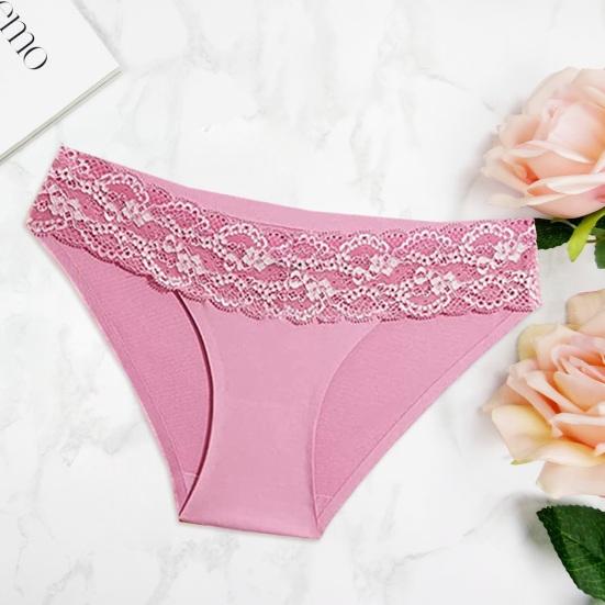 Женские трусики с ажурным кружевом и низкой талией, бесшовные, однотонные, с хорошей воздухопроницаемостью, тонкие