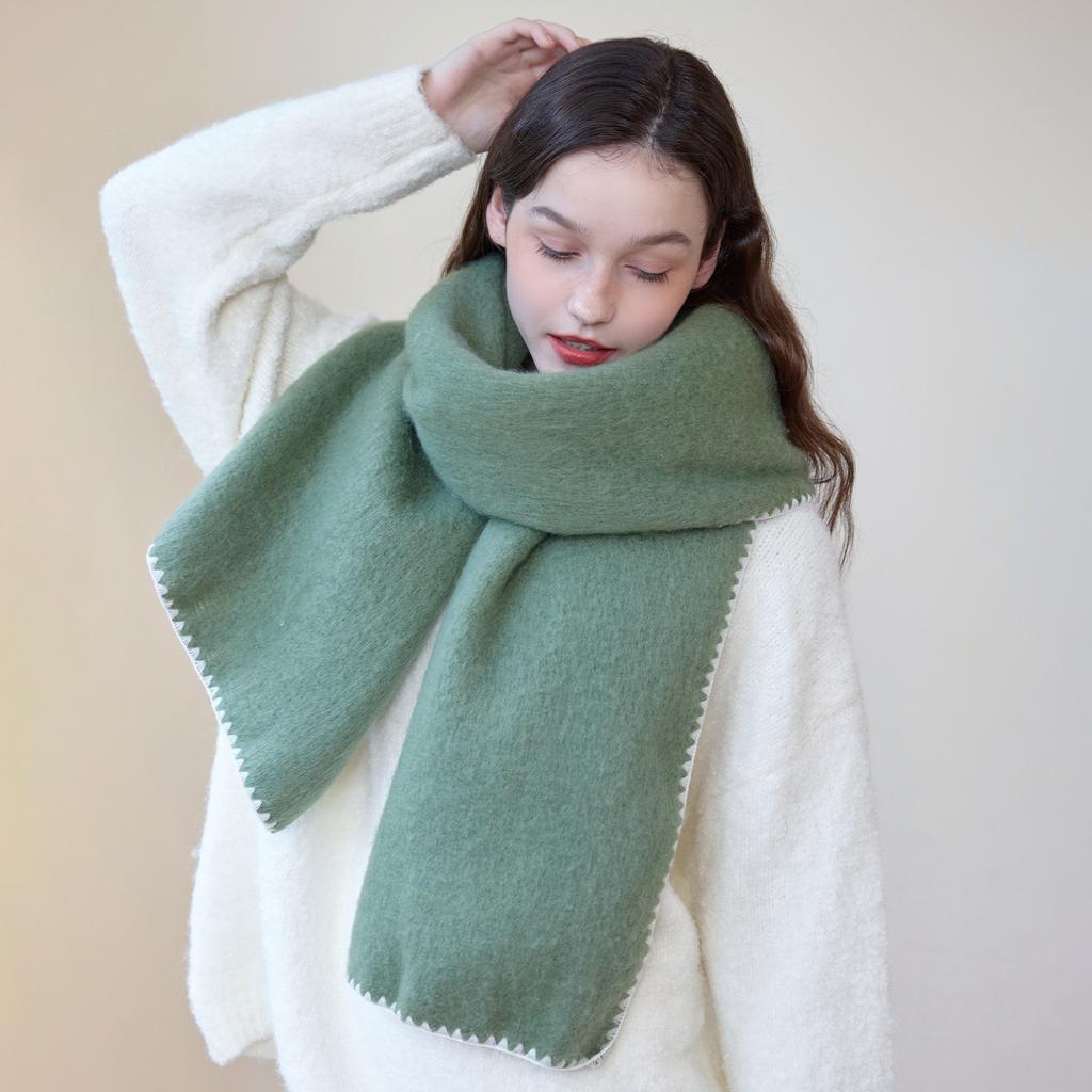 Autumn and Winter Homemade Designer Solid Color Versatile High-end Locking Edge Thickened Warm Scarf Scarf