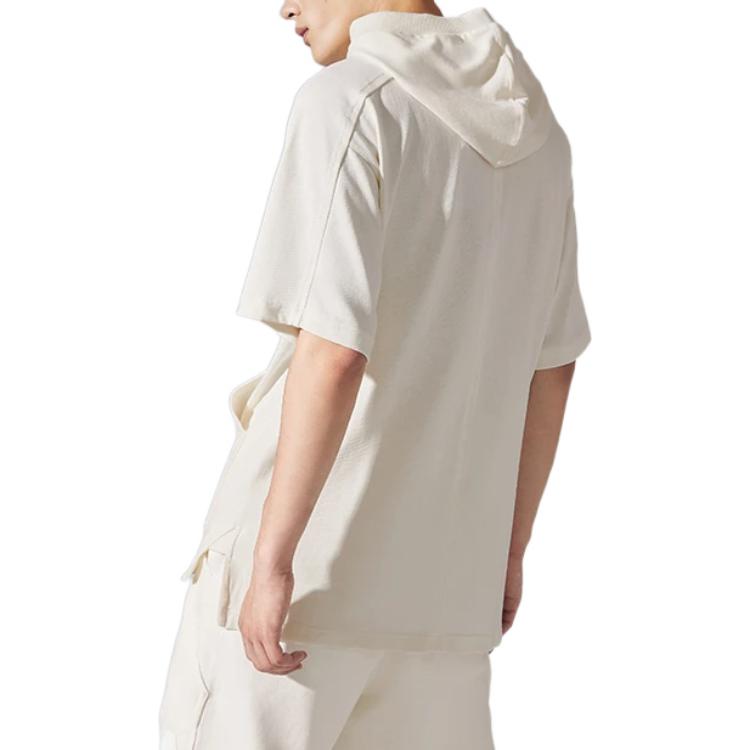 Li Ning T Shirts Men's Beige Hooded Moderate Straight Fit AWDSC37-2