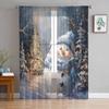 Christmas Tree Blue Snowman Vintage Curtains For Living Room Bedroom Home Decoration Window Voile Tulle Curtain Drapes