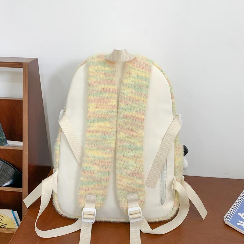 Радужный студенческий школьный рюкзак для женщин, вязаный рюкзак для колледжа