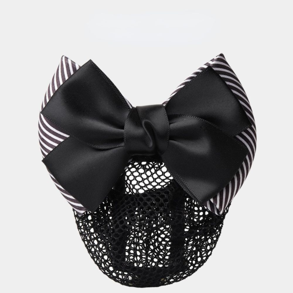 Lady Nurse Bowknot Ribbon Stripe Women Barrette Net Bun Crochet Net Bun Hair Cover Net Bun Snood