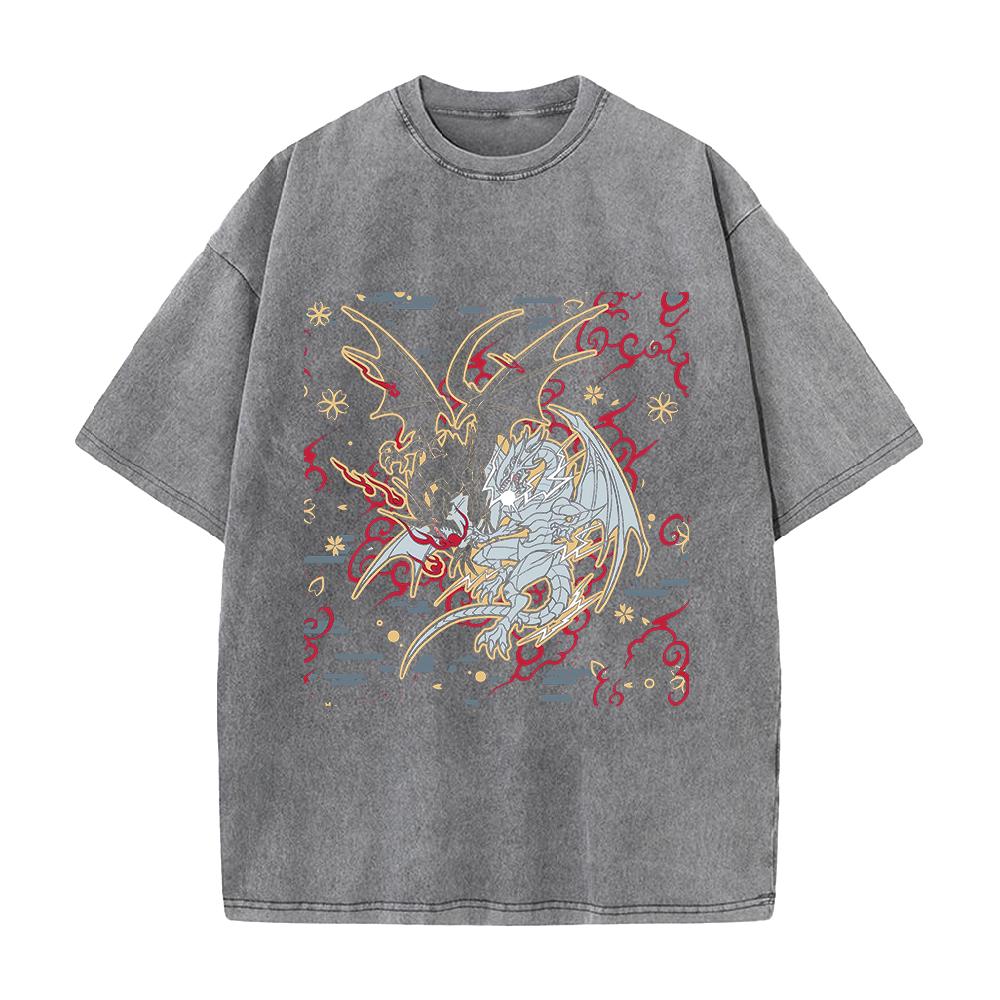 Harajuku Anime YuGiOh Tshirt Summer Short Sleeve Cotton Tee Shirt Gothic Yk Vintage Washed Oversized Tops Mens Clothing