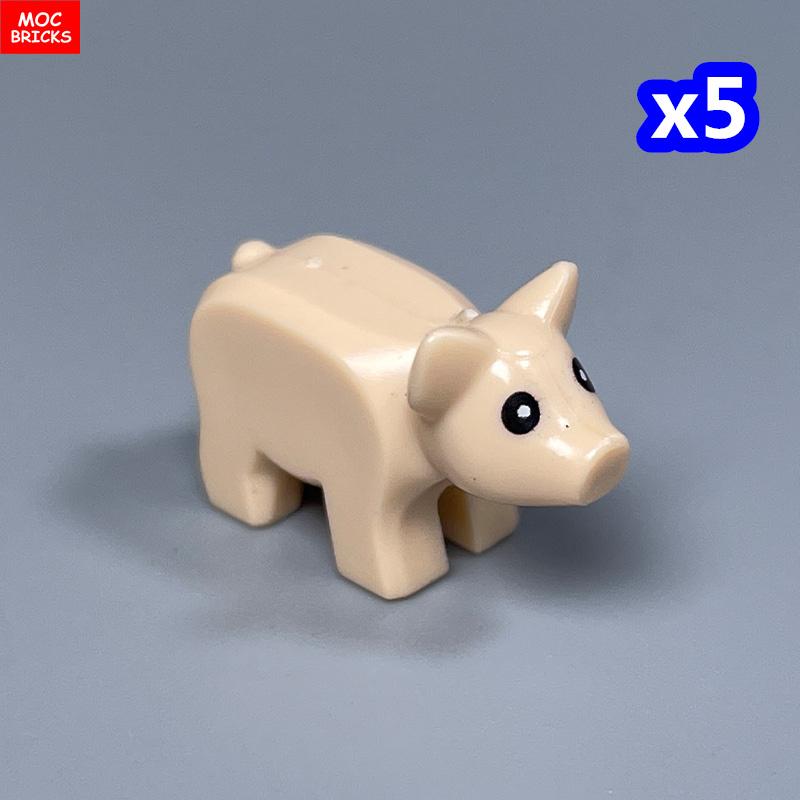 Нетоксичные Moc Кирпичи Город Животное Маленькая Розовая Свинья Зоопарк Ферма Модель Аксессуары Частицы Собранные Образовательные Детские Игрушки